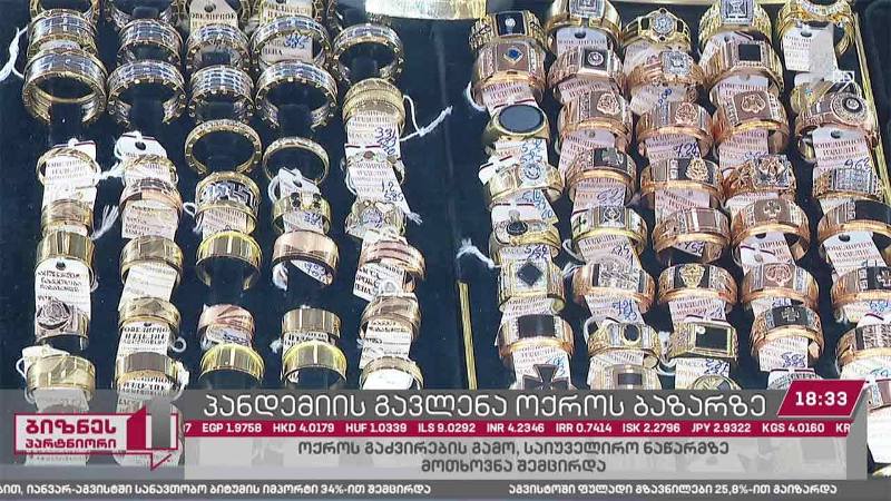 ოქროს გაძვირების გამო, საიუველირო ნაწარმზე მოთხოვნამ იკლო