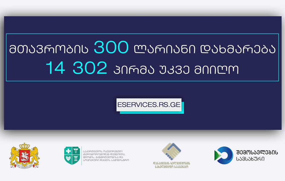 მთავრობის 300-ლარიანი დახმარება უკვე 14 302 პირმა მიიღო