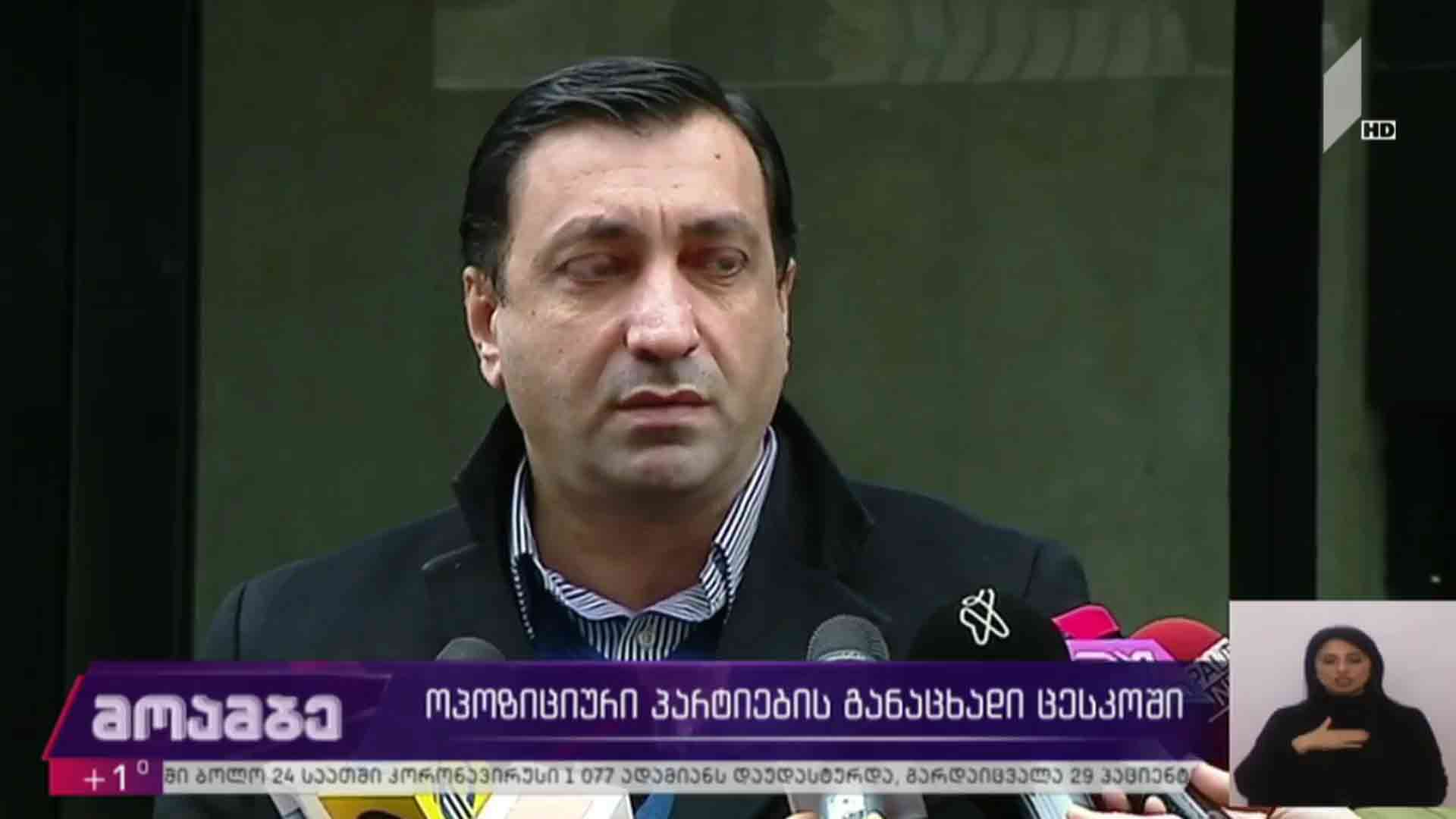 ოპოზიციური პარტიების განცხადებები ცესკო-ში
