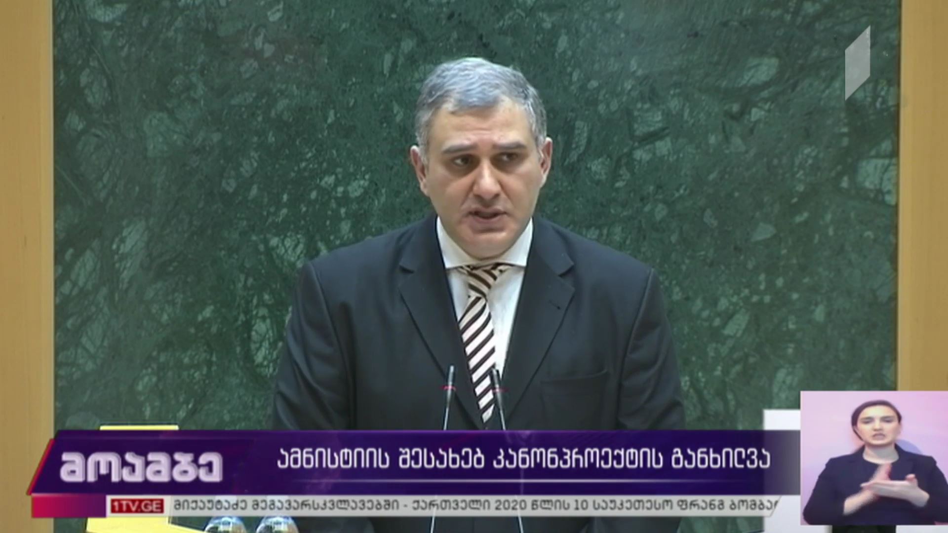 ამნისტიის შესახებ კანონპროექტის განხილვა