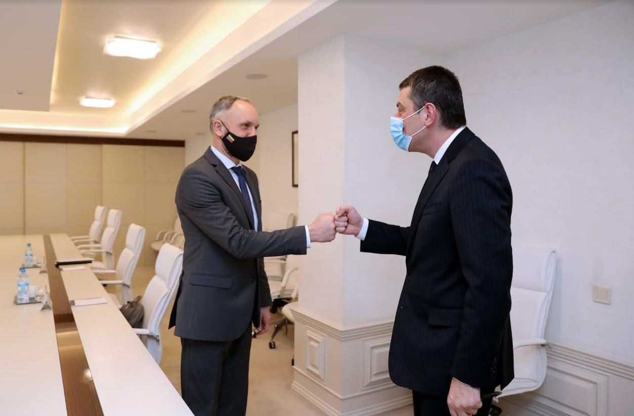 გიორგი გახარია საქართველოში ლიეტუვის ელჩს ანდრიუს კალინდრას შეხვდა