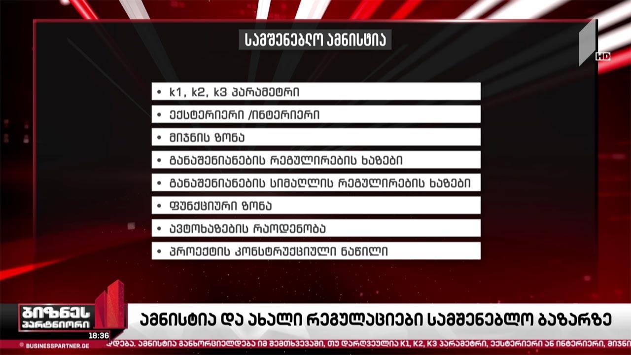 ამნისტია და ახალი რეგულაციები სამშენებლო სექტორში