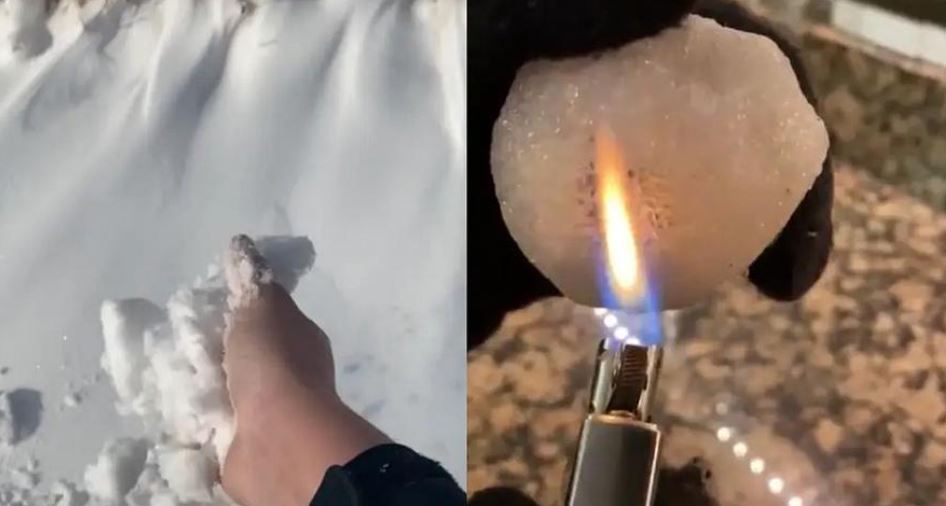 აშშ-ში, სოციალურ მედიაში ვრცელდება ვიდეოები, რომელშიც მოქალაქეები თოვლის გუნდებს ცეცხლს უკიდებენ, რათა დაამტკიცონ, რომ თოვლი ნამდვილი არ არის