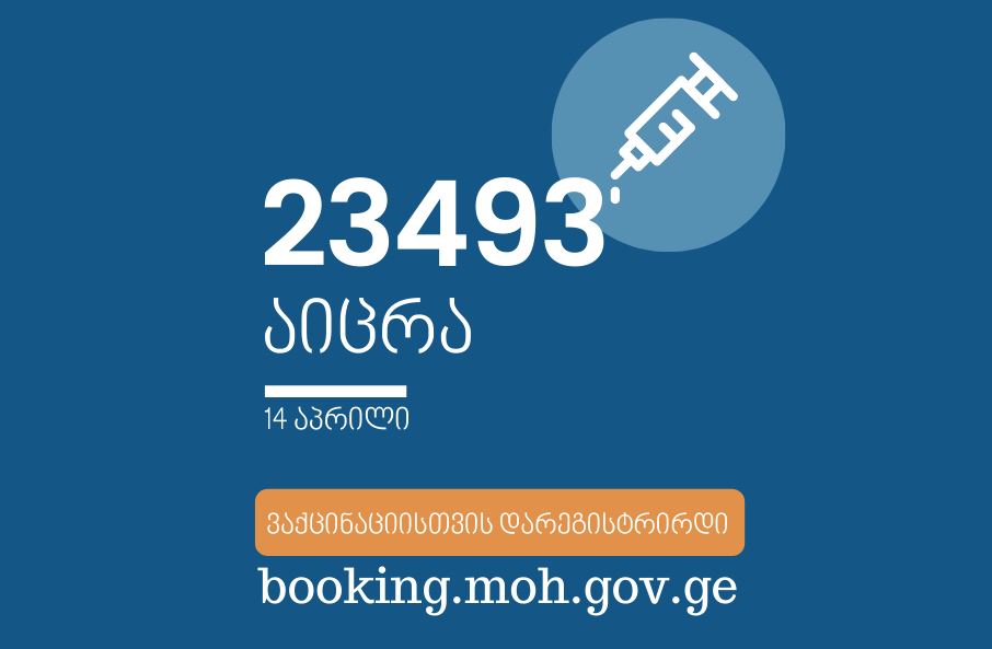 14 აპრილის მონაცემებით, საქართველოში 23 493 აცრა ჩატარდა