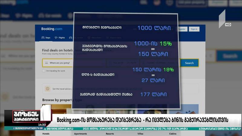 Booking.com-ის მომსახურება დაიბეგრება - რა იცვლება ბინის გამქირავებლისთვის?
