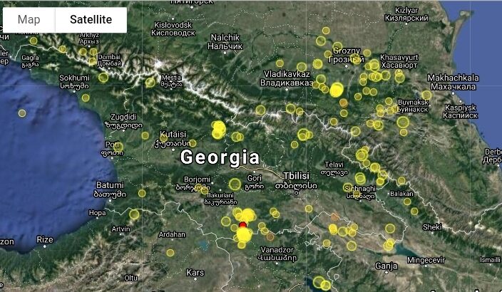 საქართველოში რამდენიმე წუთის შუალედით ორი მიწისძვრა მოხდა