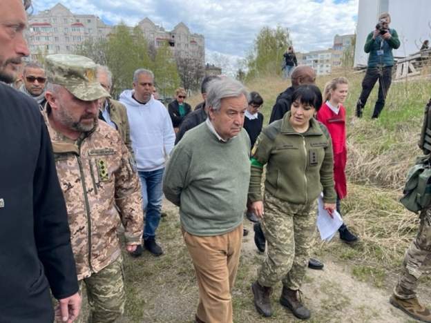 ანტონიუ გუტერეშმა უკრაინის ქალაქები, ბუჩა და ბოროდიანკა მოინახულა