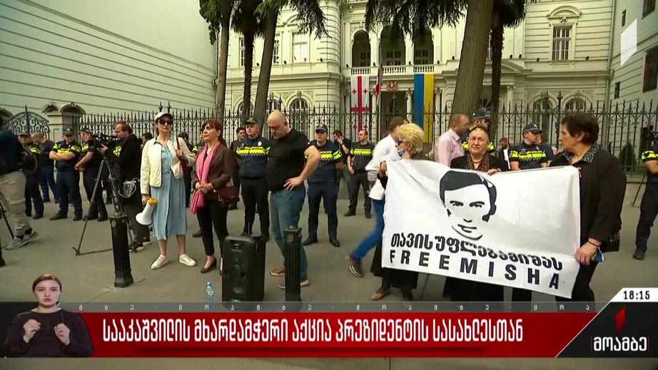 სააკაშვილის მხარდამჭერი აქცია პრეზიდენტის სასახლესთან