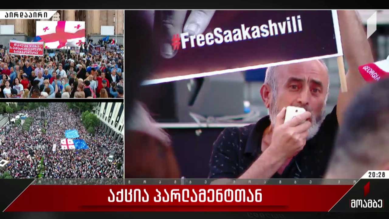 რუსთაველის გამზირზე აქცია „შინ ევროპისკენ“ იმართება