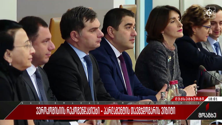 ევროკომისიის რეკომენდაციები - პარლამენტის თავმჯდომარის ვიზიტი