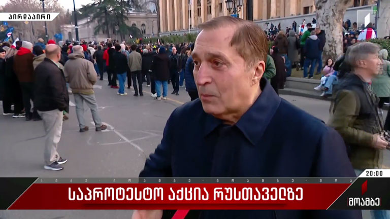 საპროტესტო აქცია რუსთაველზე - თათია მაყაშვილის ჩართვა