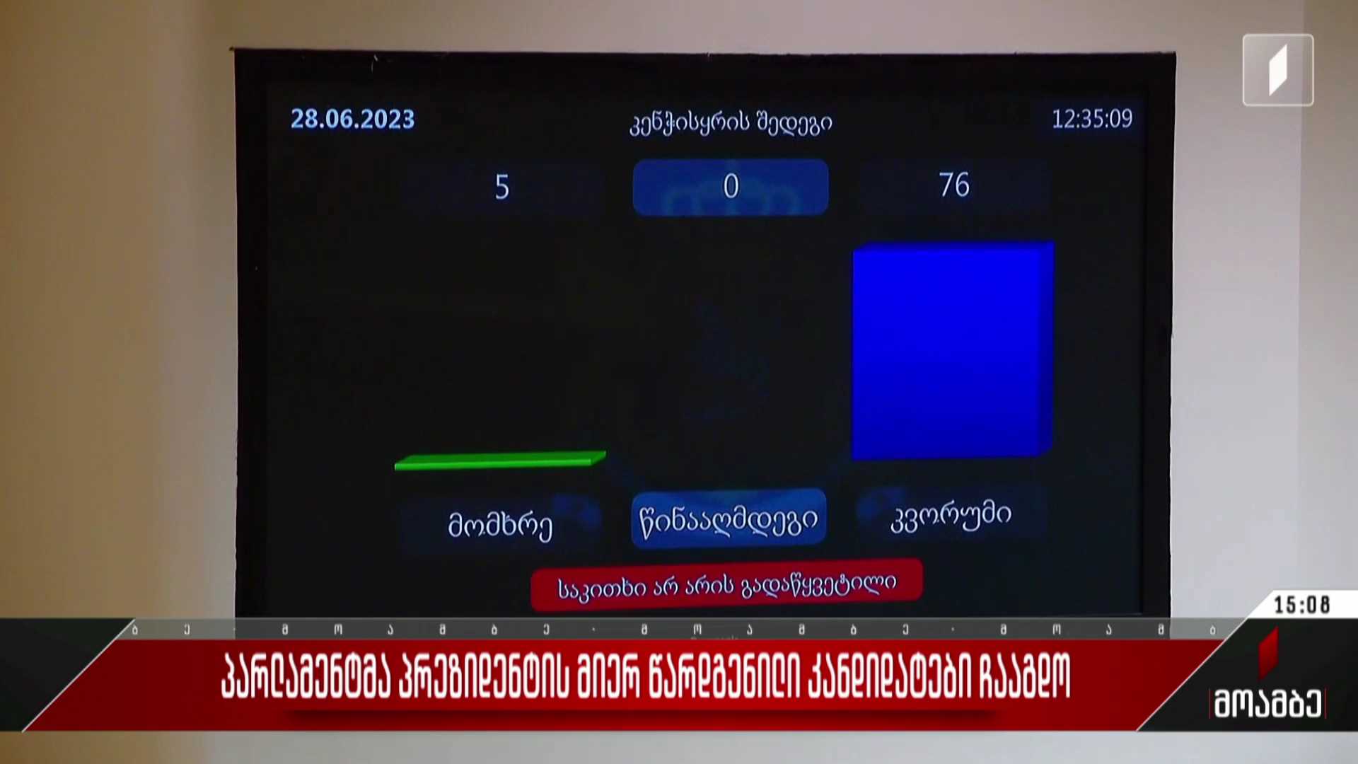პარლამენტმა პრეზიდენტის მიერ წარდგენილი კანდიდატები ჩააგდო