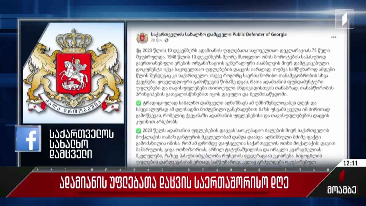 ადამიანის უფლებათა დაცვის დღე - ომბუდსმენის ანგარიში