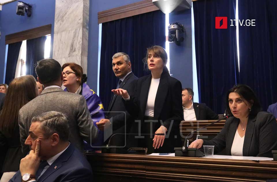 იურიდიული კომიტეტის სხდომაზე, სადაც „უცხოური გავლენის გამჭვირვალობის“ კანონპროექტს პირველი მოსმენით განიხილავენ, სიტყვიერი შელაპარაკება მოხდა