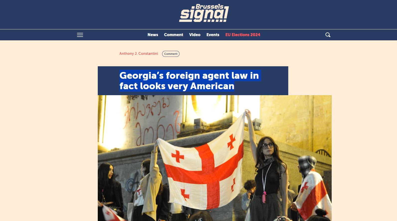 გამოცემა brussels signal-ი - საქართველოს „უცხოური აგენტების“ შესახებ კანონი რეალურად ძალიან ჰგავს ამერიკულს