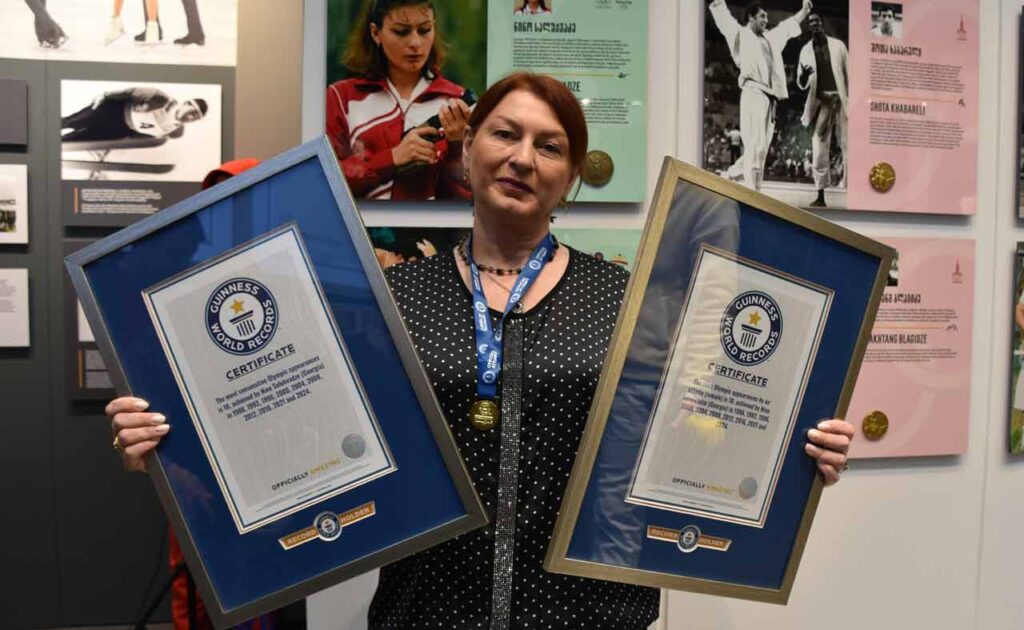 ლეგენდარულ ოლიმპიელს, ნინო სალუქვაძეს გინესის სერტიფიკატები და მედალი გადაეცა #1TVSPORT