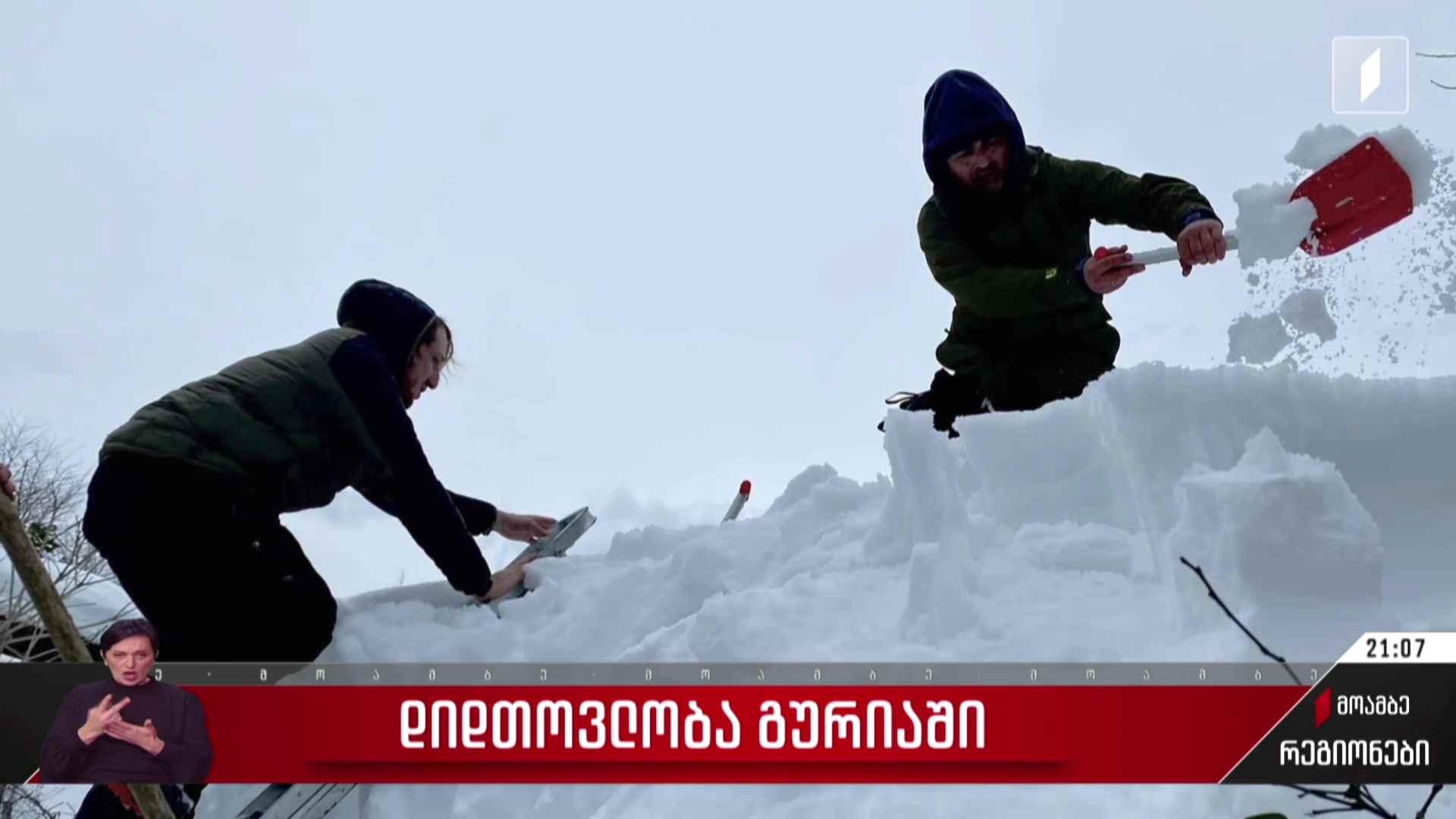 დიდთოვლობას გურიაში მაშველებთან ერთად ებრძვიან მოხალისეები