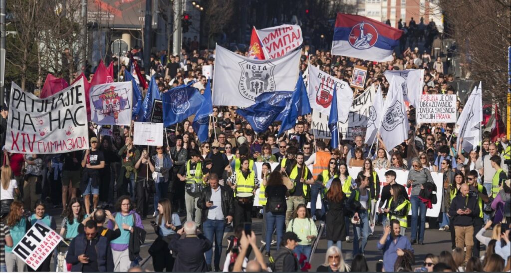 სერბეთში ქალმა სტუდენტებმა ქალთა საერთაშორისო დღეს საპროტესტო აქცია გამართეს