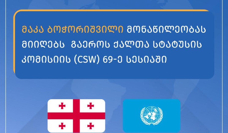 მაკა ბოჭორიშვილი ნიუ იორკში მონაწილეობას მიიღებს გაერო-ს ქალთა სტატუსის კომისიის 69-ე სესიაში