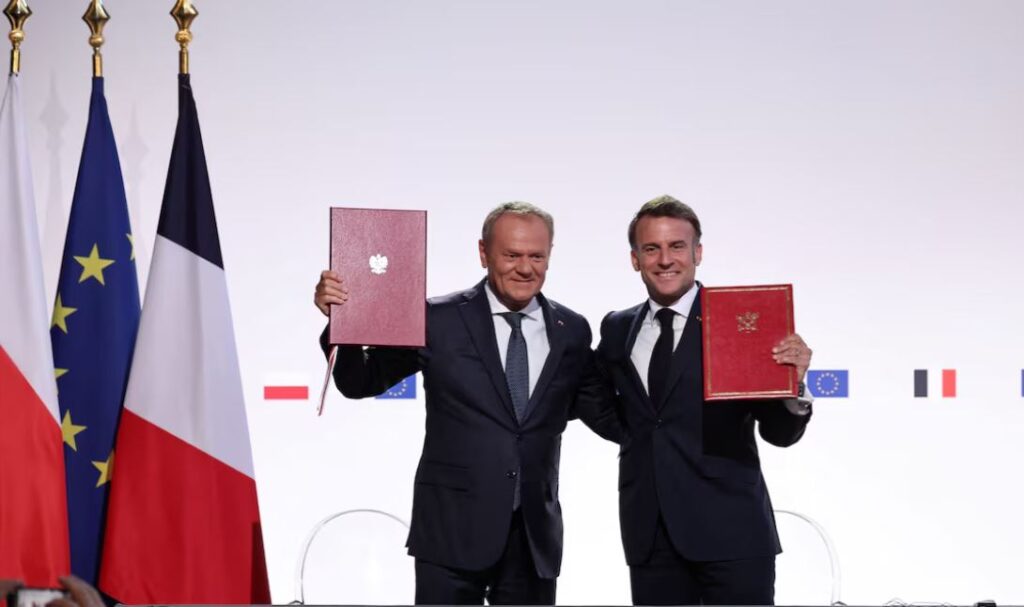 პოლონეთისა და საფრანგეთის ლიდერებმა ხელი მოაწერეს ორმხრივ ხელშეკრულებას, რომელიც უსაფრთხოების გარანტიებს მოიცავს