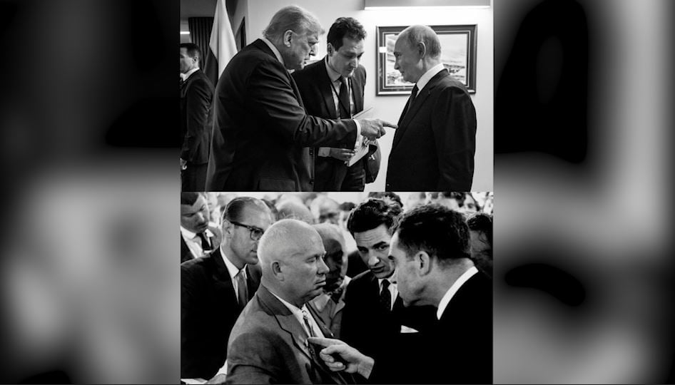 დონალდ ტრამპი აქვეყნებს ფოტოს, რომელზეც მისი და ვლადიმერ პუტინის, ასევე რიჩარდ ნიქსონისა და ნიკიტა ხრუშჩოვის შეხვედრებია ასახული 