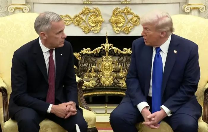 თეთრ სახლში დონალდ ტრამპი და მარკ კარნი სავაჭრო საკითხებზე შეხვედრას მართავენ
