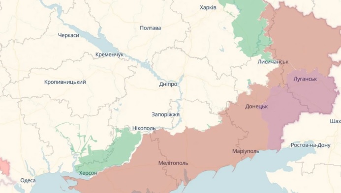 უკრაინული ანალიტიკური პროექტის, DeepState-ის ინფორმაციით, რუსეთის შეიარაღებულმა ძალებმა დონეცკისა და ზაპოროჟიეს ოლქებში პროგრესს მიაღწიეს
