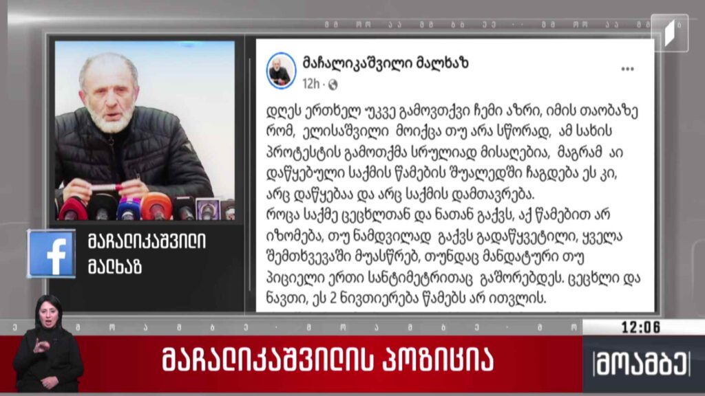 მაჩალიკაშვილის პოზიცია