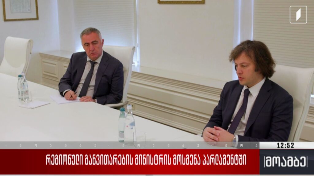 რეგიონული განვითარების მინისტრის მოსმენა პარლამენტში