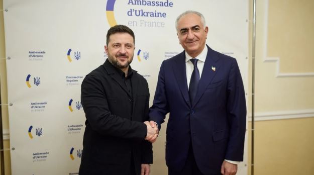 ვოლოდიმირ ზელენსკი ირანის ყოფილი შაჰის ვაჟს, რეზა ფეჰლევს შეხვდა