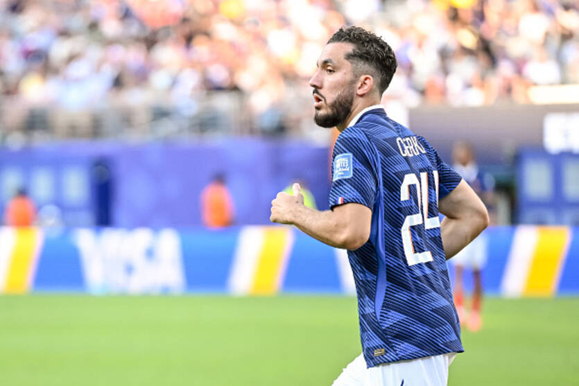 East Rutherford, United States - June 30: Rayan Cherki of France looks on during the FIFA World Cup 2026 Round Of 32 match between France and Sweden at New York New Jersey Stadium on June 30, 2026 in East Rutherford, United States. (Photo by Harry Langer/DeFodi Images/DeFodi via Getty Images)