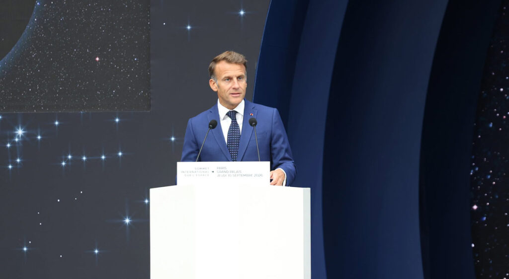 ემანუელ მაკრონი – კოსმოსის საკითხებზე პირველ სამიტზე ვმასპინძლობთ 90-ზე მეტი სახელმწიფოს მეთაურებს, ჩვენი კოსმოსური ამბიცია სანდოა, ნებისმიერი ამბიცია თანამშრომლობაზე იქნება აგებული და არა იზოლაციაზე