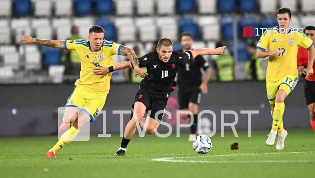 პირველი ტაიმის შემდეგ საქართველოსა და უკრაინის ნაკრებების მატჩში ნულოვანი ფრე ფიქსირდება #1TVSPORT