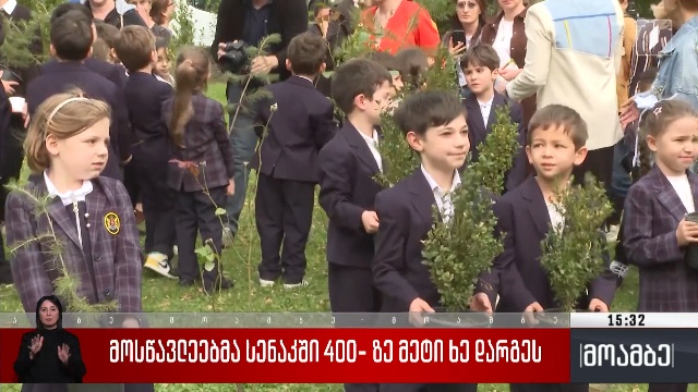მოსწავლეებმა სენაკში 400-ზე მეტი ხე დარგეს