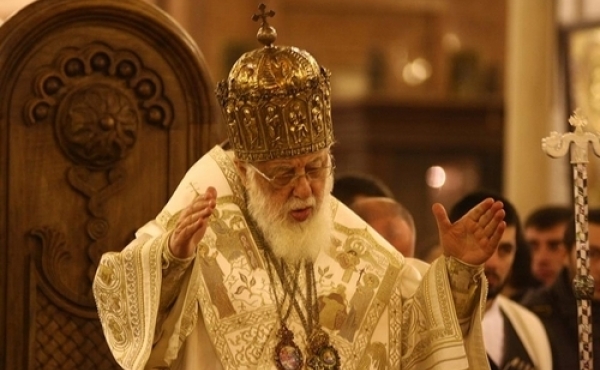 Georgian Patriarch holding solemn liturgy at Svetitskhoveli Cathedral