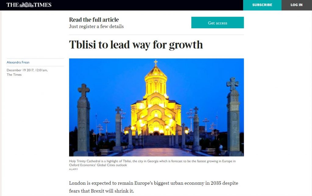 The Times: Tbilisi to lead way for growth
