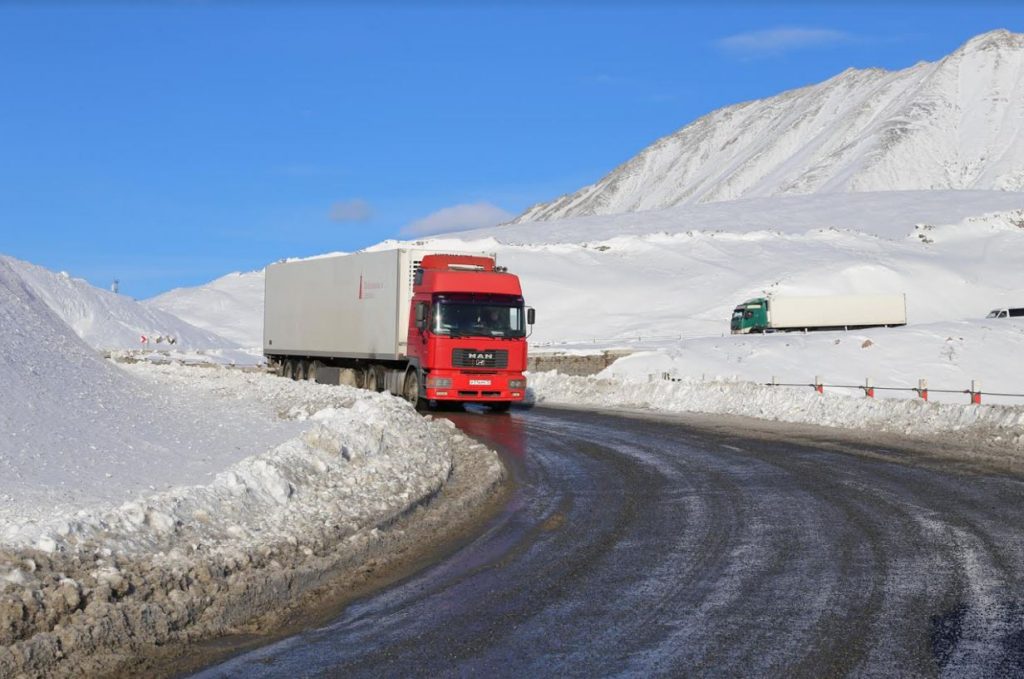 Movement of trucks prohibited at Gudauri-Kobi section of central highway