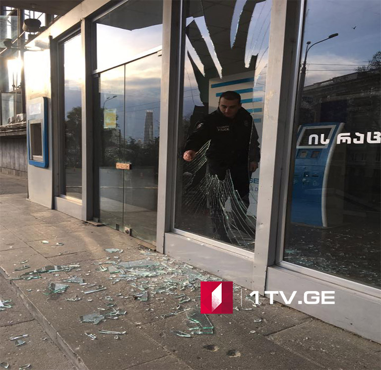 Windows at entrance of First Channel’s building smashed