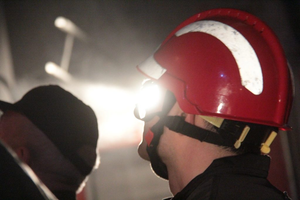 Rescuers work at accident site in Tkibuli