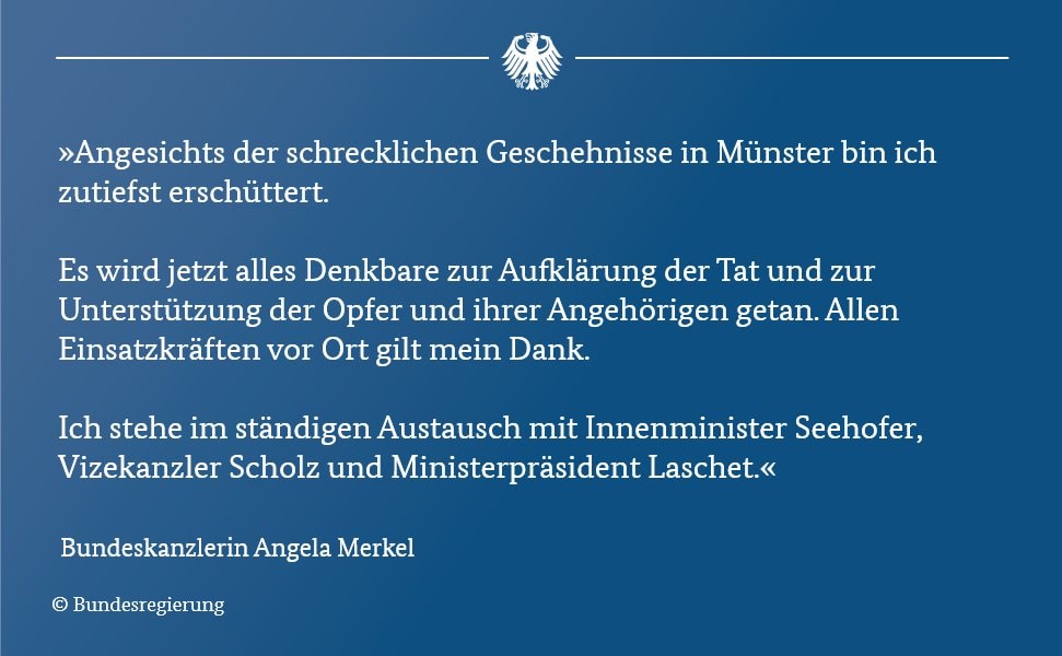 Անգելա Մերկելը և Ֆրանկ Վալտեր Շտայնմայերը  ցավակցել են Մյունստերում զոհվածների ընտանիքներին