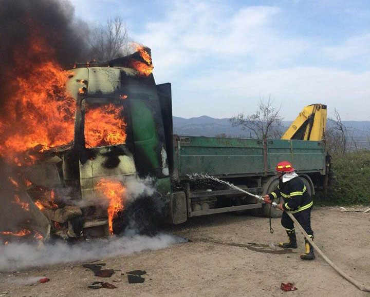 Truck burnt in Tetritskaro Municipality