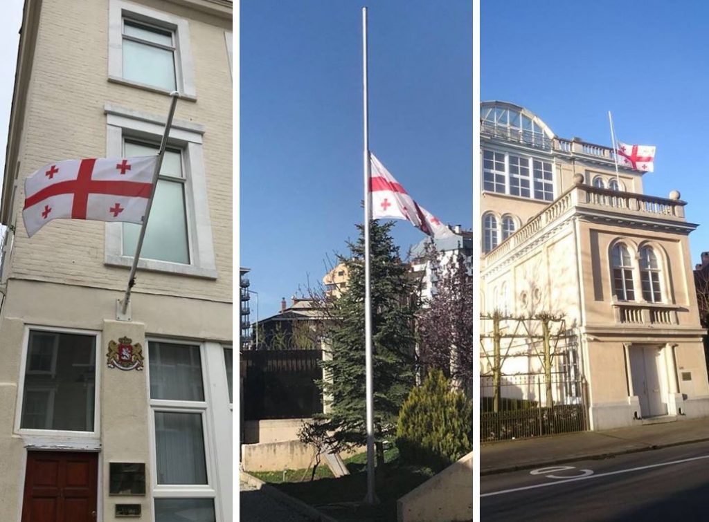 Georgian national flags have been lowered at buildings of Georgian diplomatic missions abroad