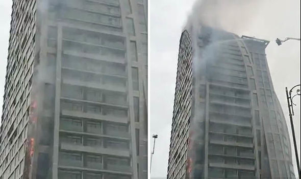 Fire Erupts in Trump Tower Building in Azerbaijan's Capital Baku