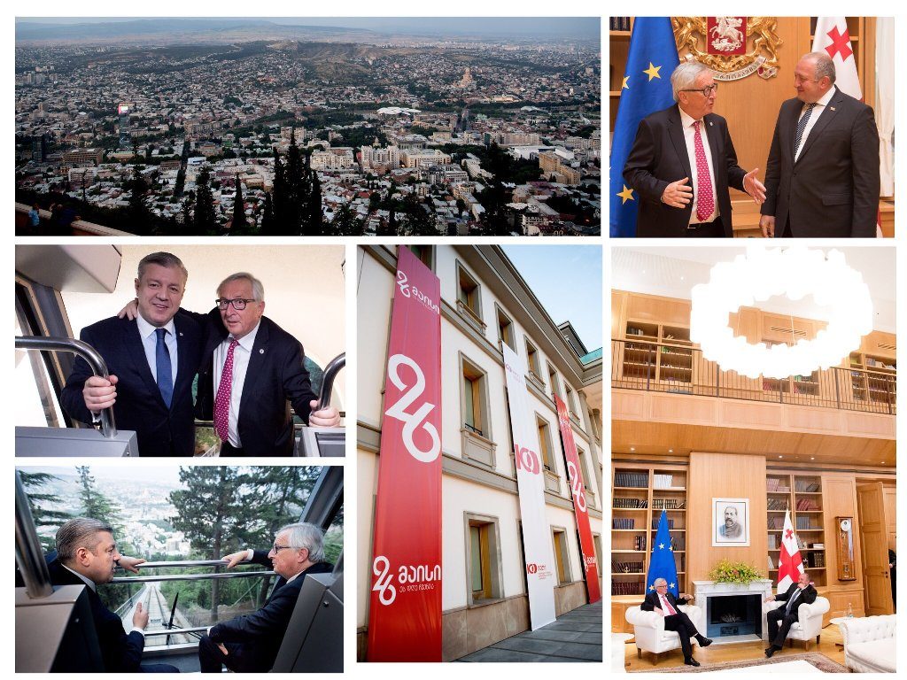 На странице пресс - спикера Еврокомиссии в "Твиттере" опубликованы фотографии пребывания Жана - Клода Юнкера в Тбилиси