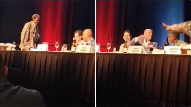 Майк Тайсон плеснул водой в своего бывшего промоутера (видео)