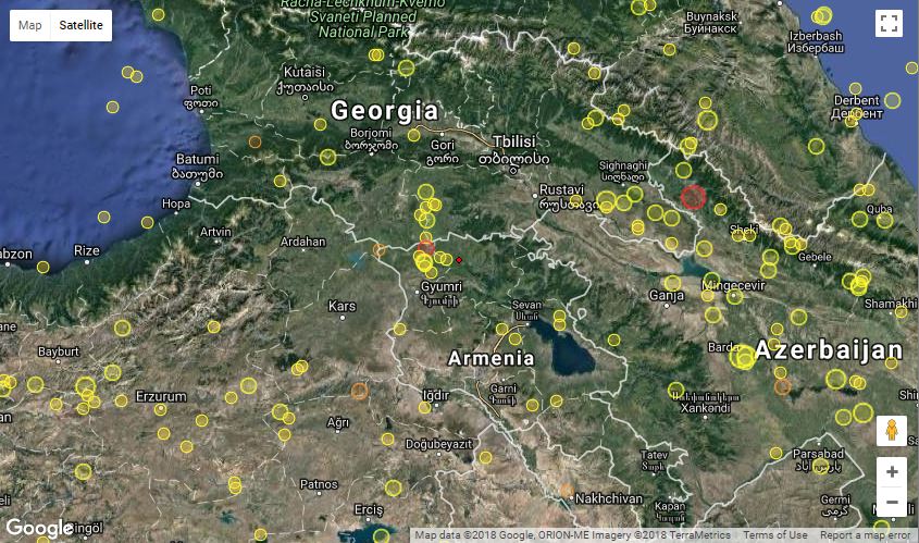Վրաստան-Հայաստան սահմանի մերձակայքում գրանցվել է 4,3 մագնիտուդ ուժգնությամբ երկրաշարժ