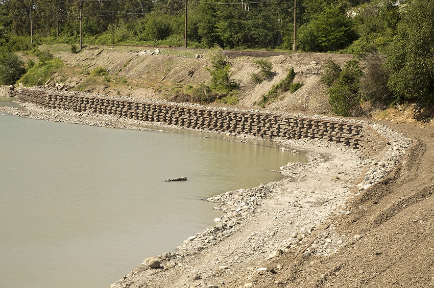 Flooded River Rioni destroyed bridge