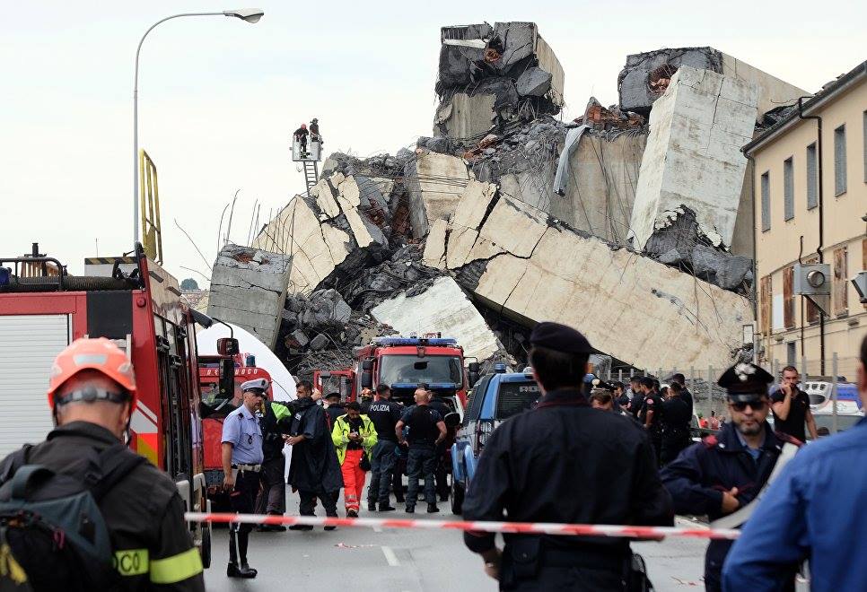 Genoa bridge collapse: Around 30 dead as emergency services scramble to find survivors