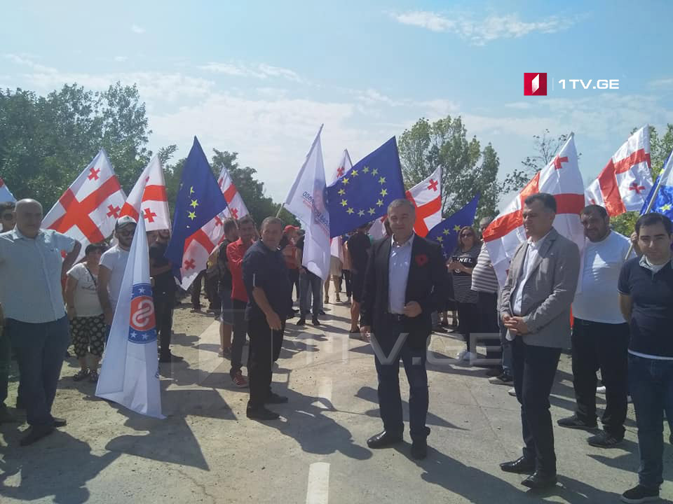 Members of European Georgia hold protest against Russian occupation