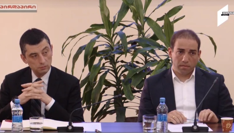 Giorgi Gakharia and Irakli Shotadze answering questions of Facts-Finding Commission
